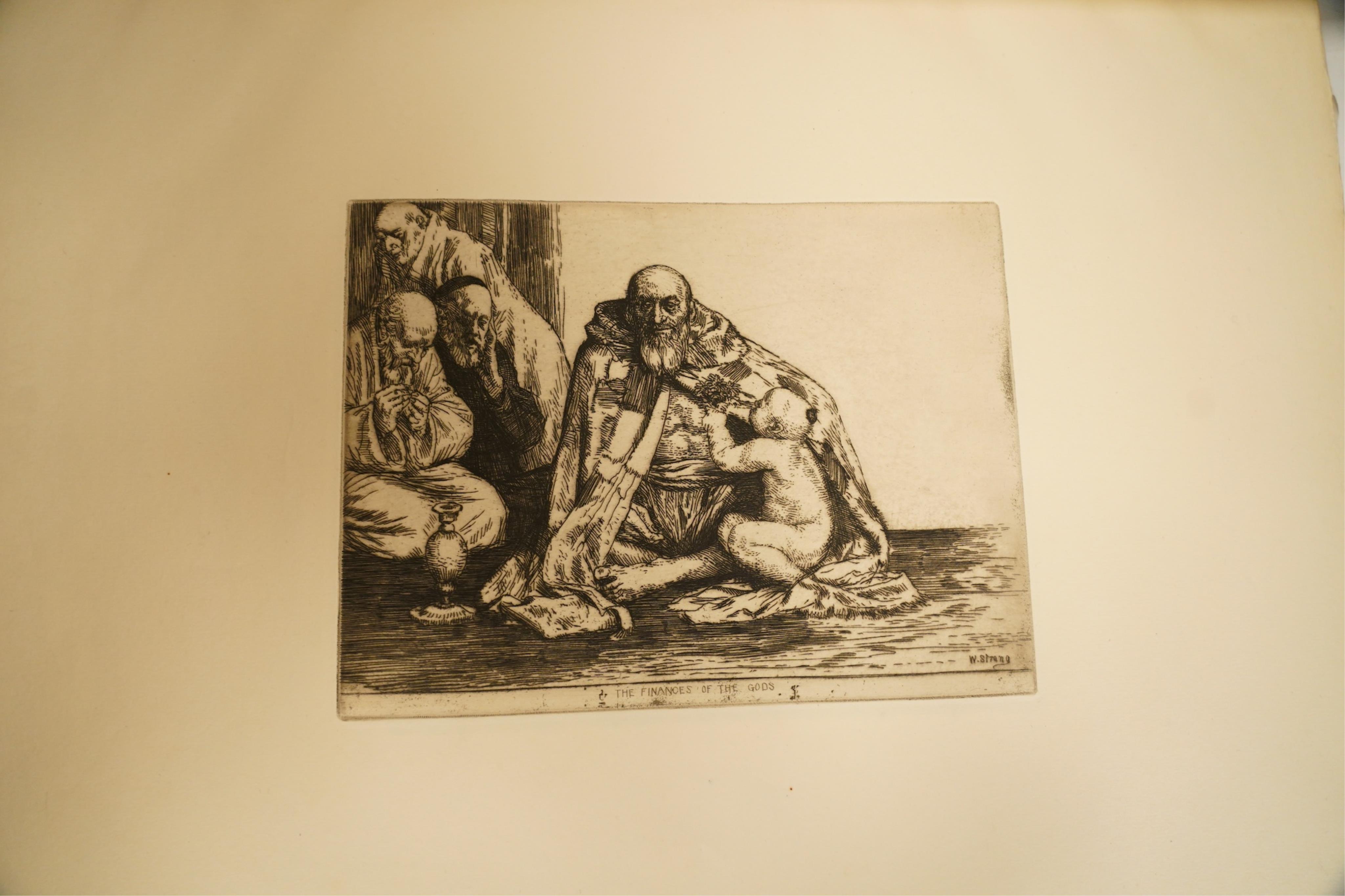 [Kipling, Rudyard], Strang William, A Series of Thirty Etchings, Illustrating Subjects from the Writings of Rudyard Kipling, Macmillan, 1901, 44 x 35cm. Condition - fair with foxing and staining